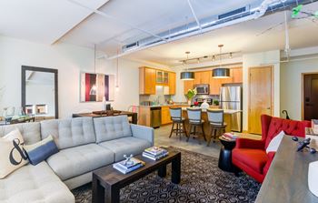 Apartment Overview of living room at Arcade Apartments, Missouri, 63101